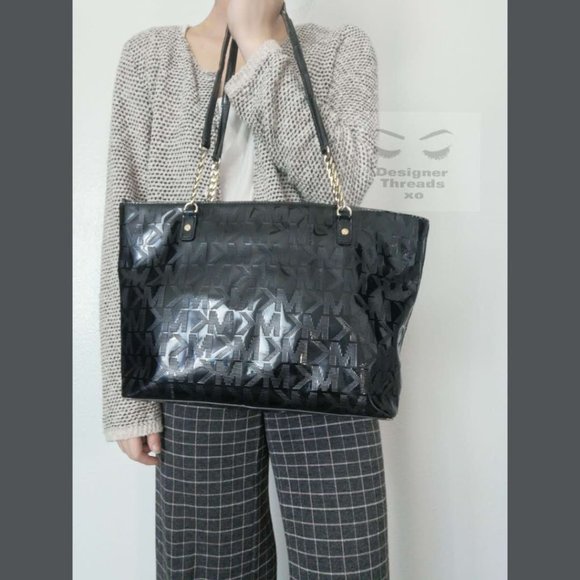 Michael Kors Jet Set Signature Patent Leather Tote - Picture 1 of 8
